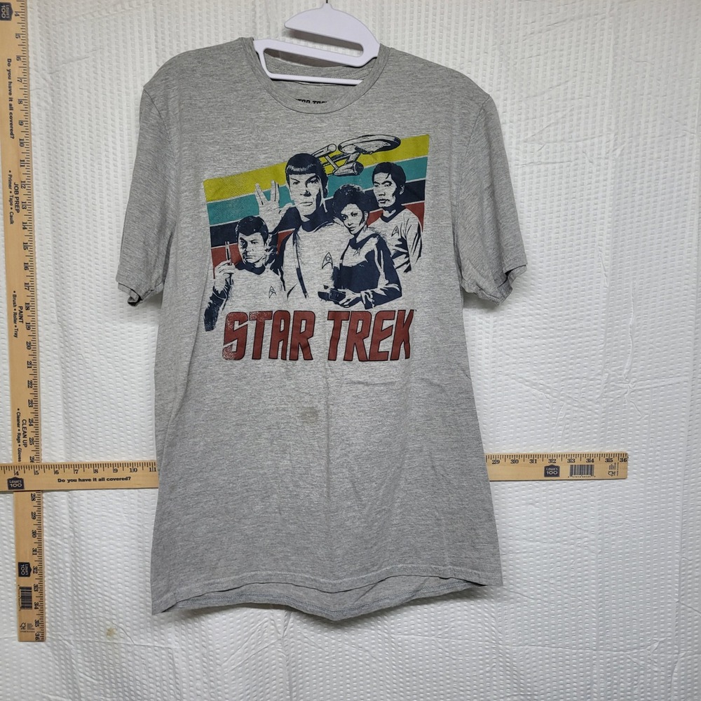 Star Trek Mens Gray Graphic‎ T-Shirt Original Series Cast Crew Neck Medium